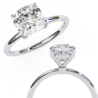 Cushion Rise – Lab Diamond Solitaire Ring in 14K Gold