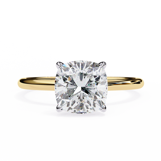 Cushion Rise – Lab Diamond Solitaire Ring in 14K Gold