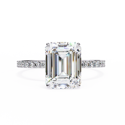 Twin Merge – Emerald & Round Lab Diamond Dual-Band Ring in 14K Gold