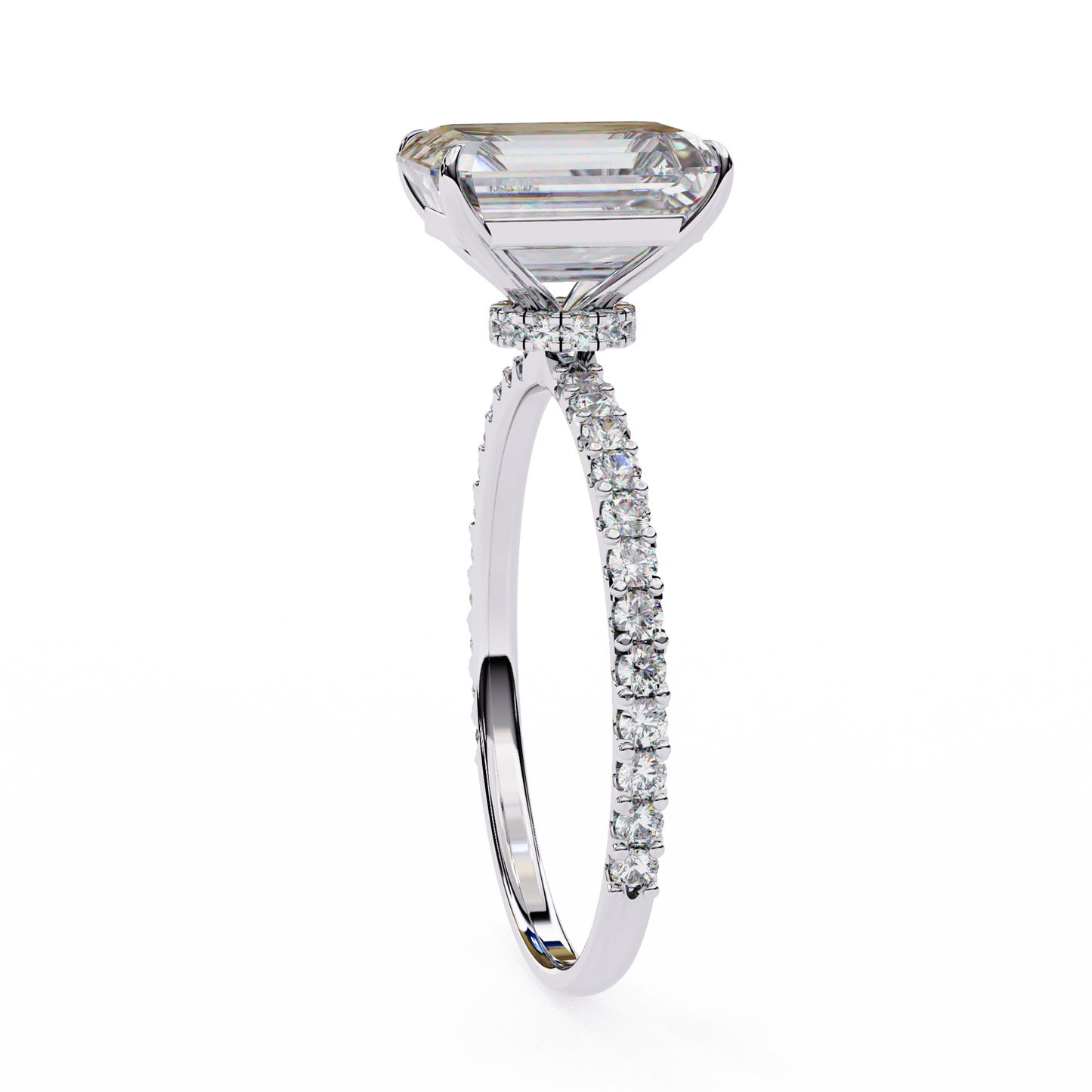 Twin Merge – Emerald & Round Lab Diamond Dual-Band Ring in 14K Gold