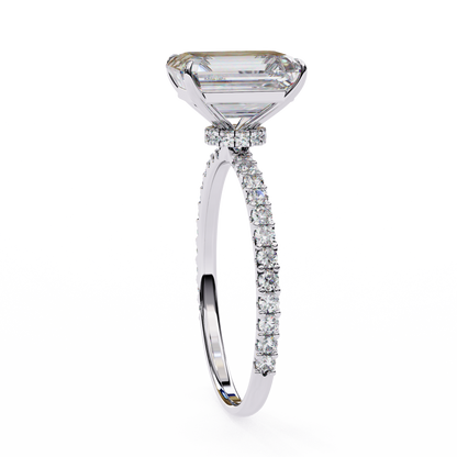 Twin Merge – Emerald & Round Lab Diamond Dual-Band Ring in 14K Gold