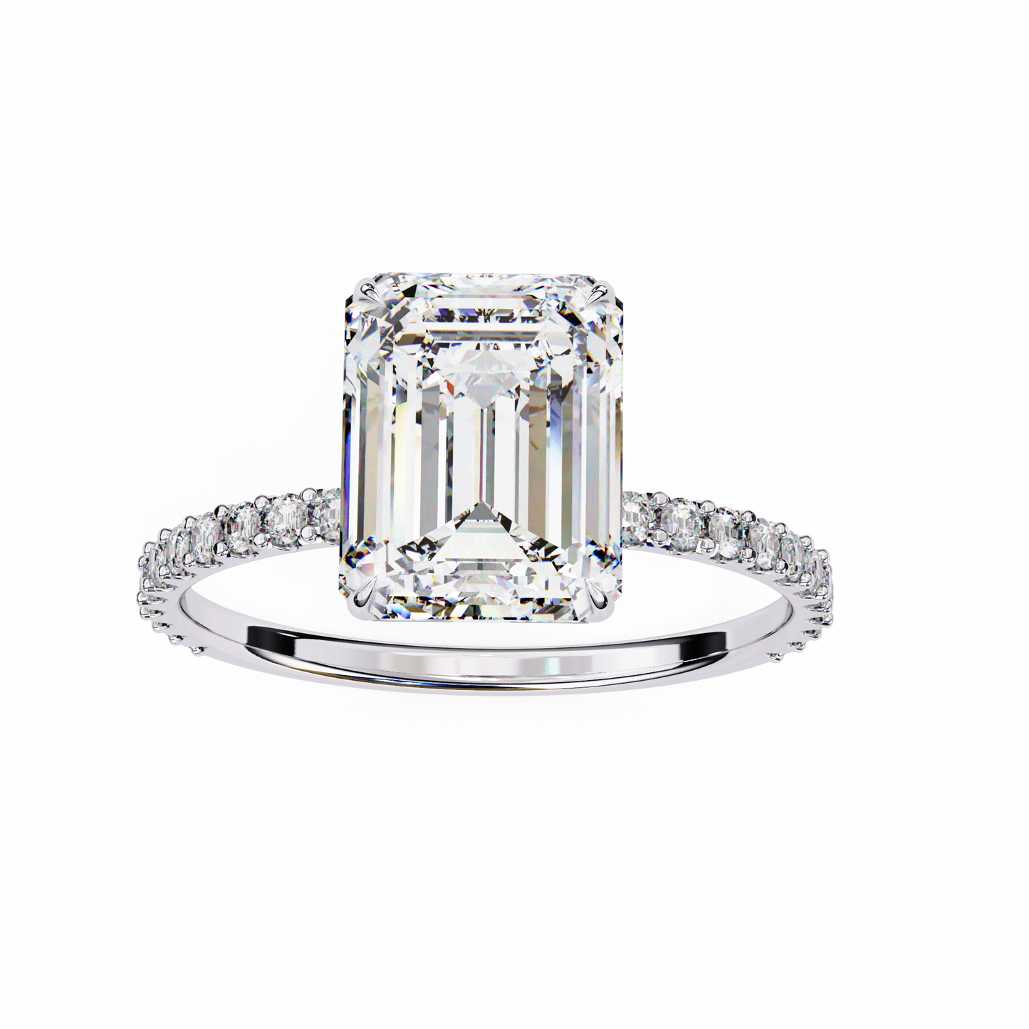 Twin Merge – Emerald & Round Lab Diamond Dual-Band Ring in 14K Gold