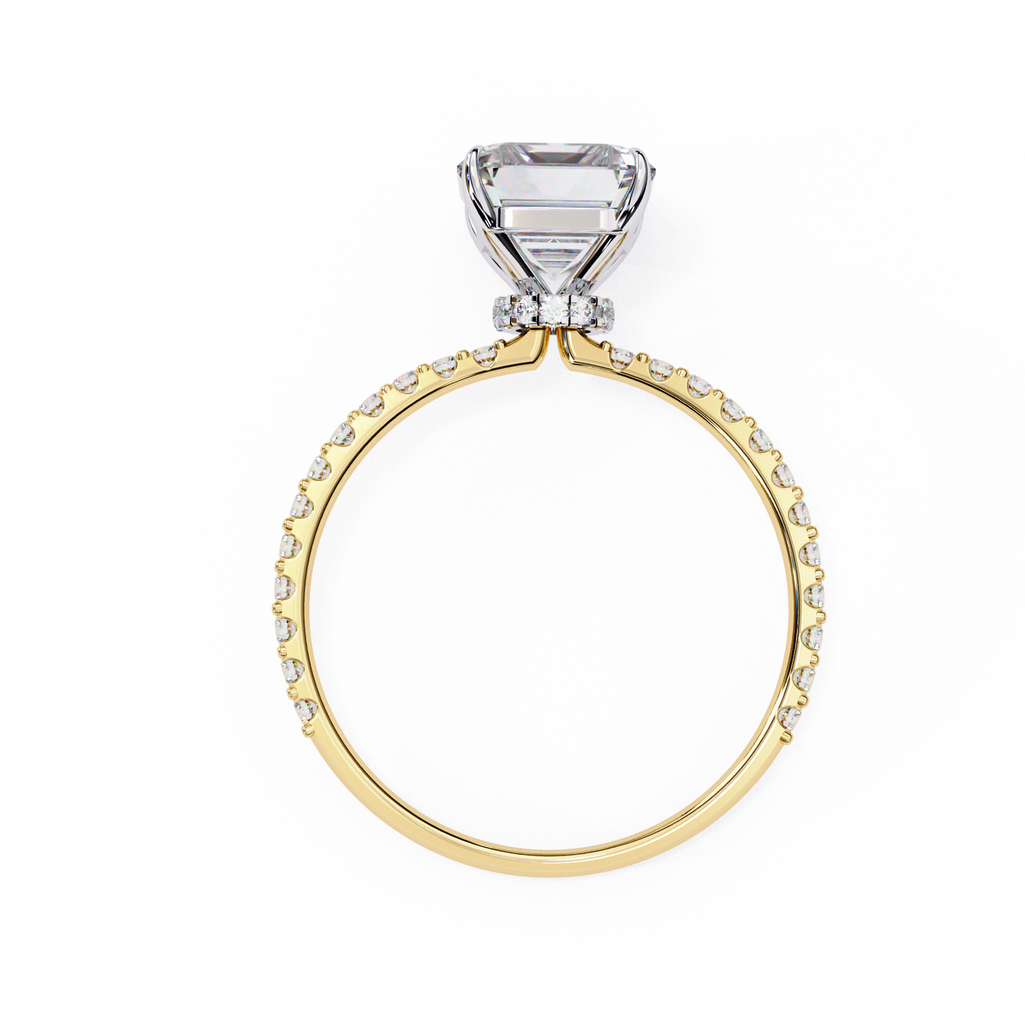 Twin Merge – Emerald & Round Lab Diamond Dual-Band Ring in 14K Gold