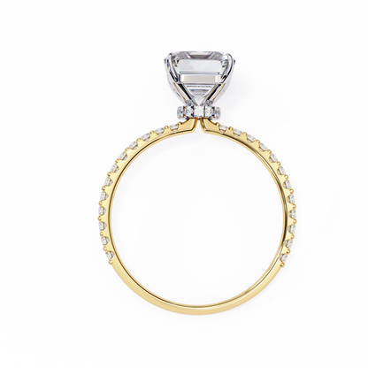 Twin Merge – Emerald & Round Lab Diamond Dual-Band Ring in 14K Gold