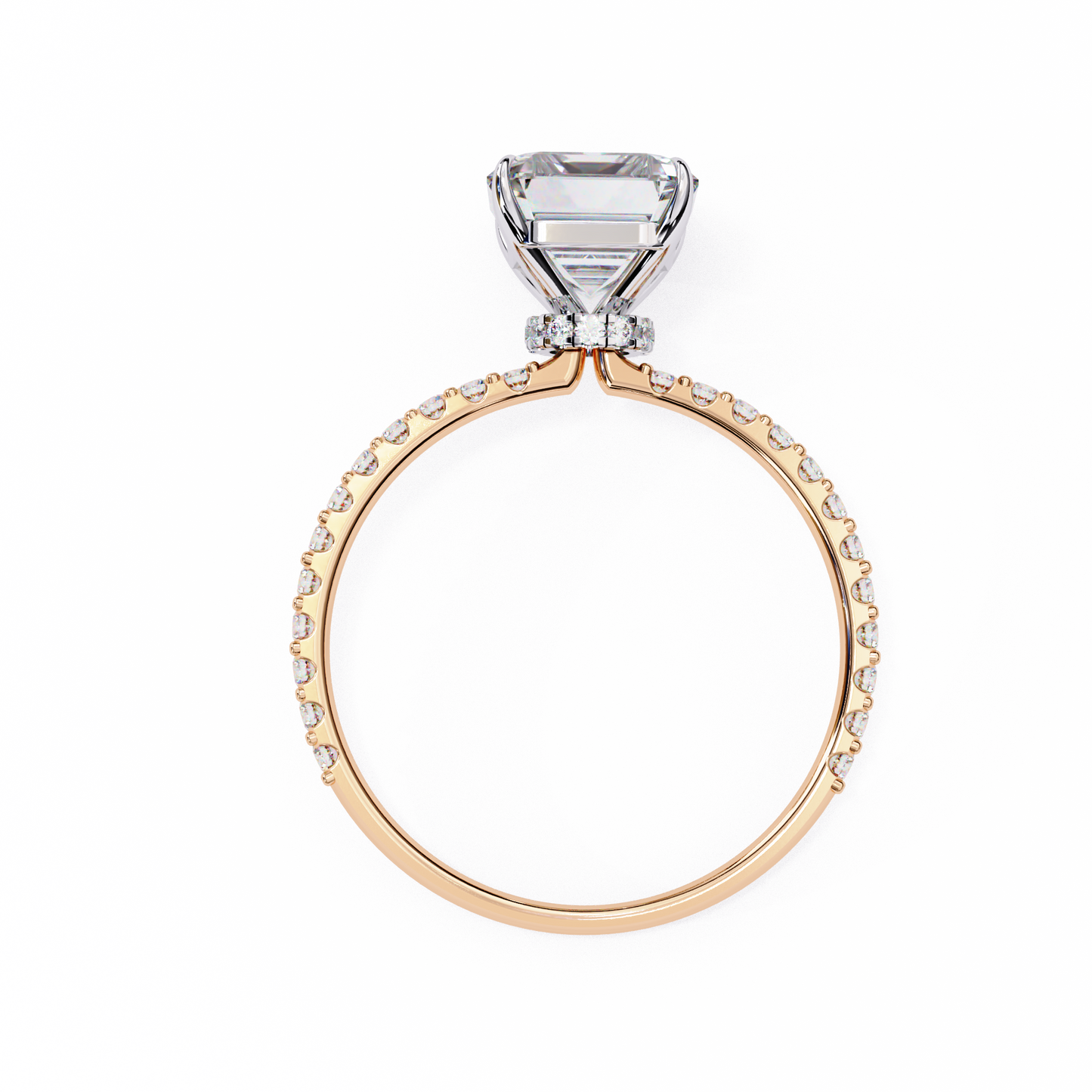 Twin Merge – Emerald & Round Lab Diamond Dual-Band Ring in 14K Gold