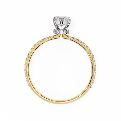 Marquise Lineage – Lab Diamond Row Ring with Sculpted Gold Band in 14K