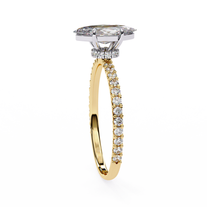 Marquise Lineage – Lab Diamond Row Ring with Sculpted Gold Band in 14K