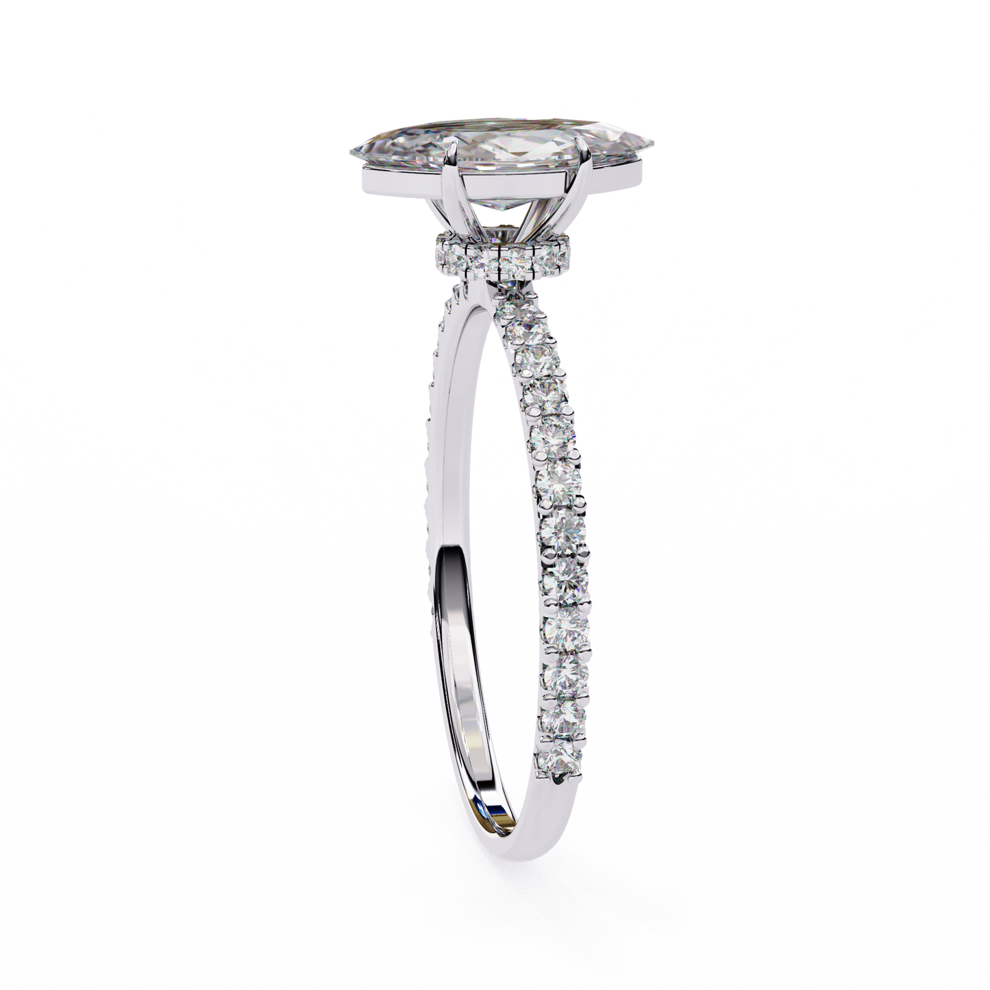 Marquise Lineage – Lab Diamond Row Ring with Sculpted Gold Band in 14K