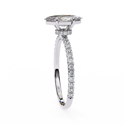 Marquise Lineage – Lab Diamond Row Ring with Sculpted Gold Band in 14K
