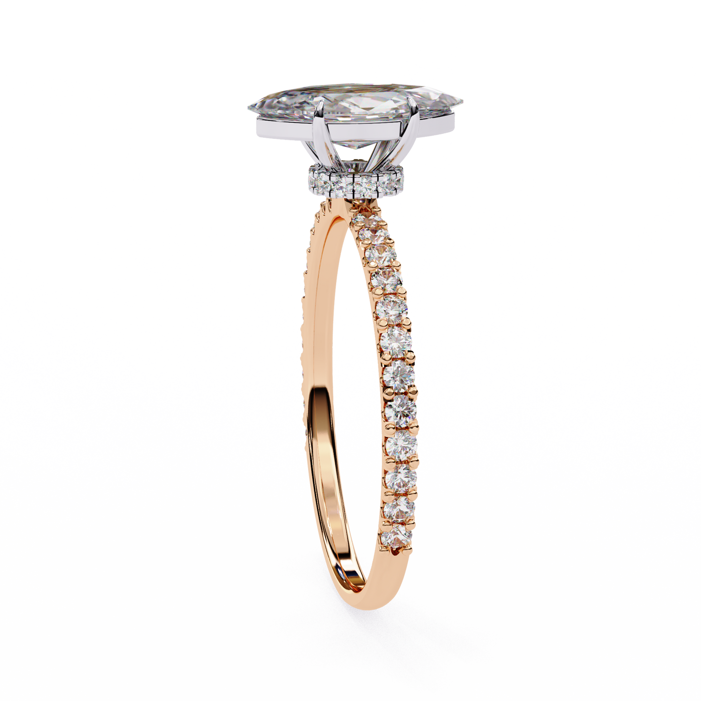 Marquise Lineage – Lab Diamond Row Ring with Sculpted Gold Band in 14K