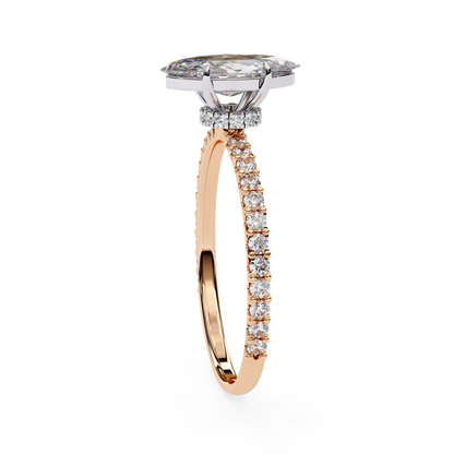 Marquise Lineage – Lab Diamond Row Ring with Sculpted Gold Band in 14K