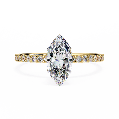 Marquise Lineage – Lab Diamond Row Ring with Sculpted Gold Band in 14K