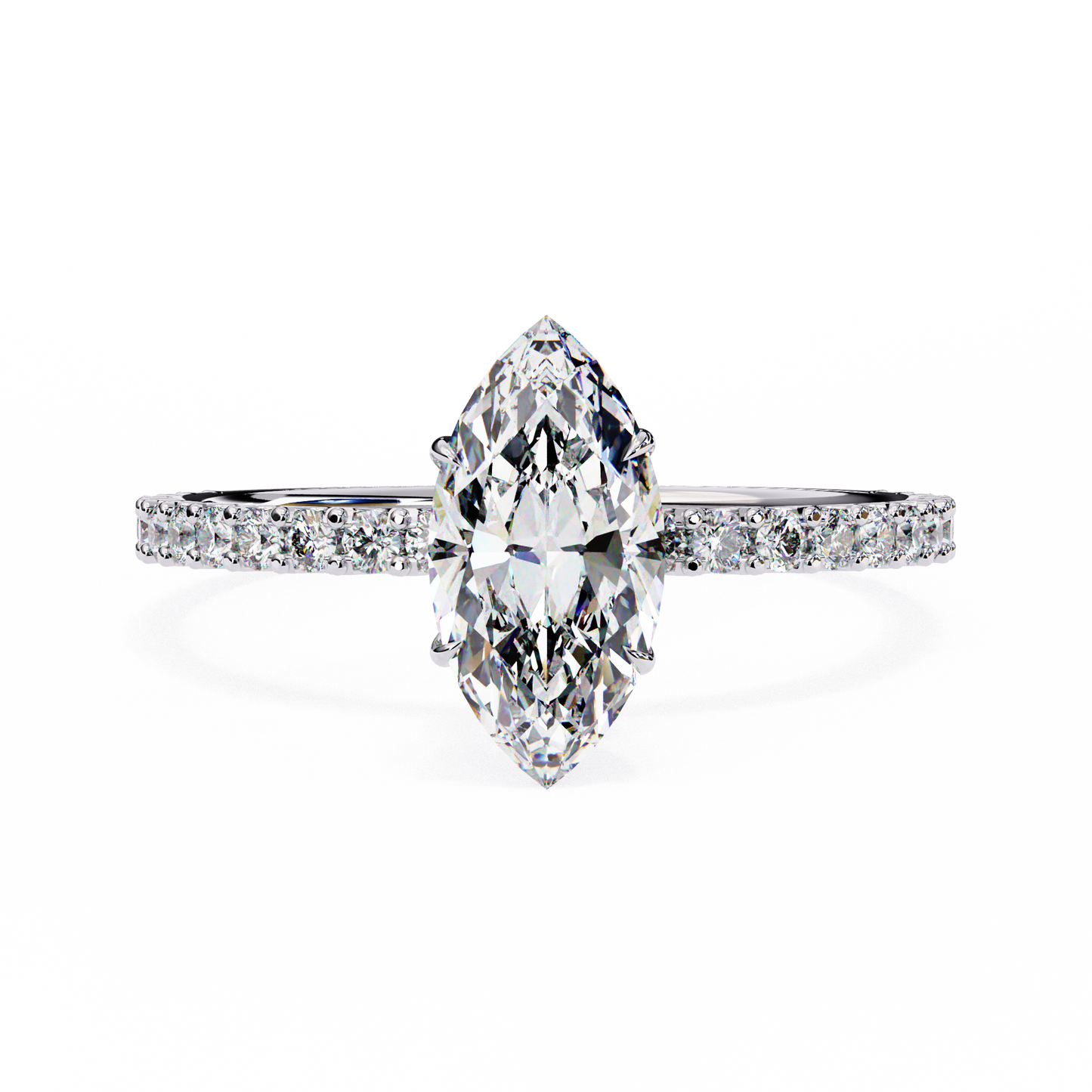 Marquise Lineage – Lab Diamond Row Ring with Sculpted Gold Band in 14K