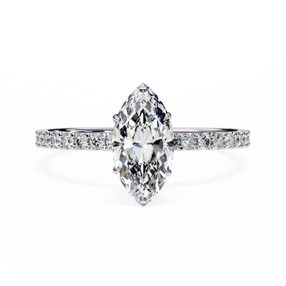 Marquise Lineage – Lab Diamond Row Ring with Sculpted Gold Band in 14K