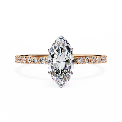 Marquise Lineage – Lab Diamond Row Ring with Sculpted Gold Band in 14K