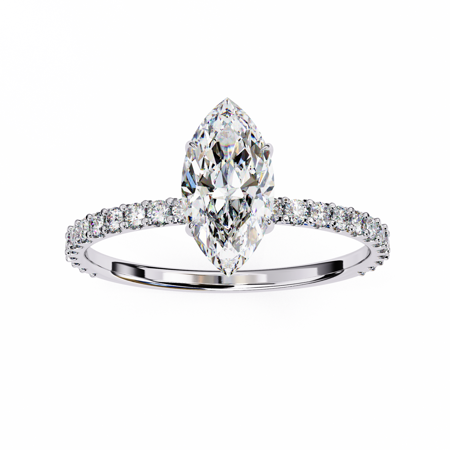 Marquise Lineage – Lab Diamond Row Ring with Sculpted Gold Band in 14K