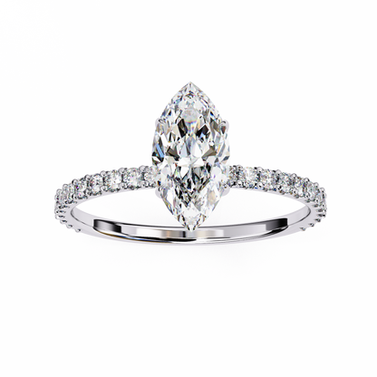 Marquise Lineage – Lab Diamond Row Ring with Sculpted Gold Band in 14K