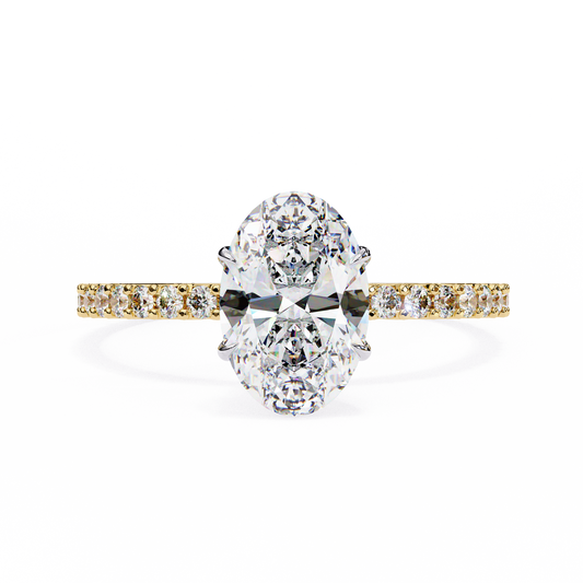 Oval Parallel – Lab Diamond Ring with Dual Shank in 14K Gold