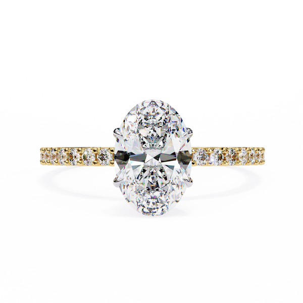 Oval Parallel – Diamond Ring with Dual Shank in 14K Gold