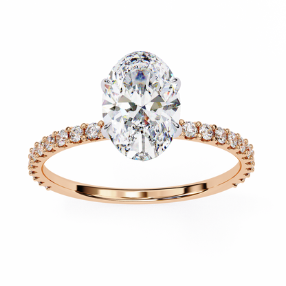 Oval Parallel – Lab Diamond Ring with Dual Shank in 14K Gold