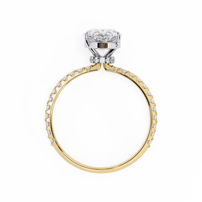 Pear Offset – Lab Diamond Ring with Asymmetric Split Shank in 14K Gold