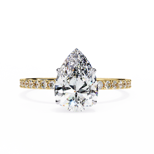 Pear Offset – Diamond Ring with Asymmetric Split Shank in 14K Gold