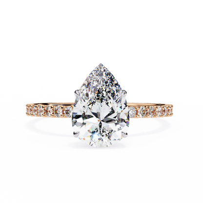 Pear Offset – Lab Diamond Ring with Asymmetric Split Shank in 14K Gold