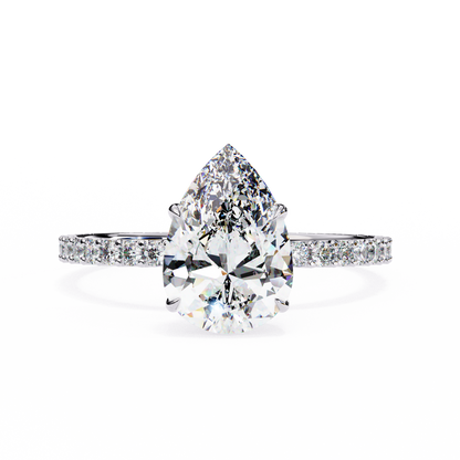 Pear Offset – Lab Diamond Ring with Asymmetric Split Shank in 14K Gold