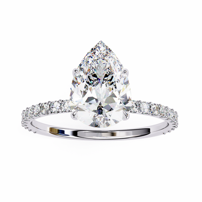 Pear Offset – Lab Diamond Ring with Asymmetric Split Shank in 14K Gold