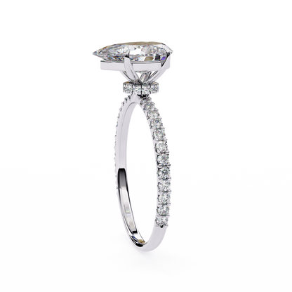 Pear Offset – Lab Diamond Ring with Asymmetric Split Shank in 14K Gold