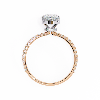 Pear Offset – Lab Diamond Ring with Asymmetric Split Shank in 14K Gold