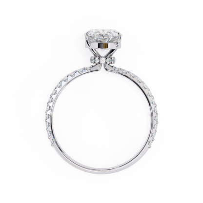 Pear Offset – Lab Diamond Ring with Asymmetric Split Shank in 14K Gold