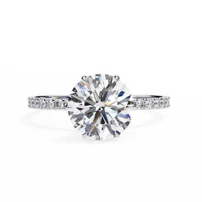 Round Solitaire Lab Diamond Band with Alternating Stones in 14K Gold