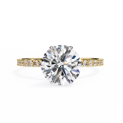 Round Solitaire Lab Diamond Band with Alternating Stones in 14K Gold