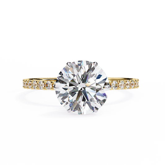 Round Solitaire Lab Diamond Band with Alternating Stones in 14K Gold