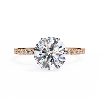 Round Solitaire Lab Diamond Band with Alternating Stones in 14K Gold