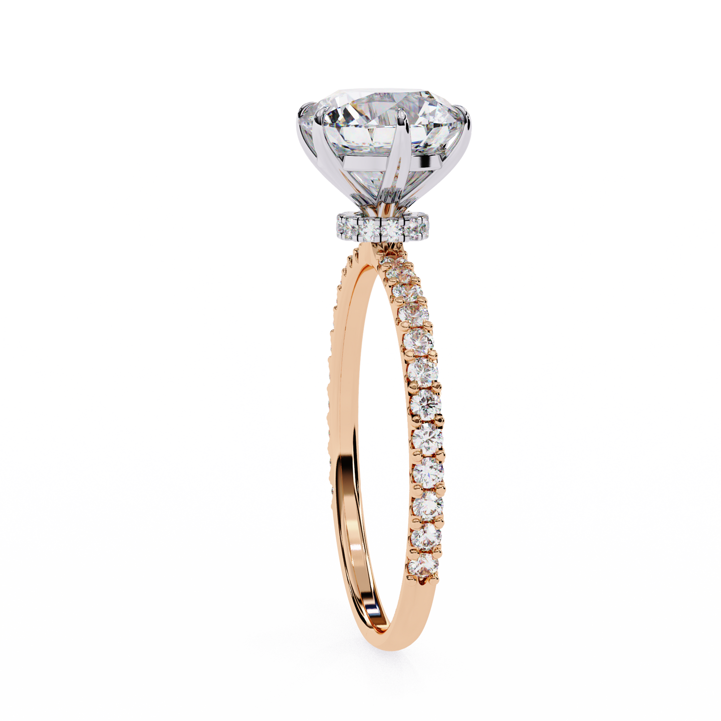 Round Solitaire Lab Diamond Band with Alternating Stones in 14K Gold