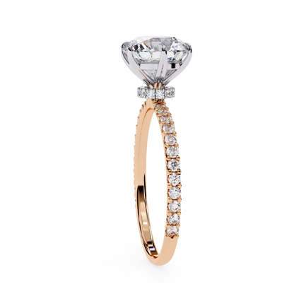 Round Solitaire Lab Diamond Band with Alternating Stones in 14K Gold