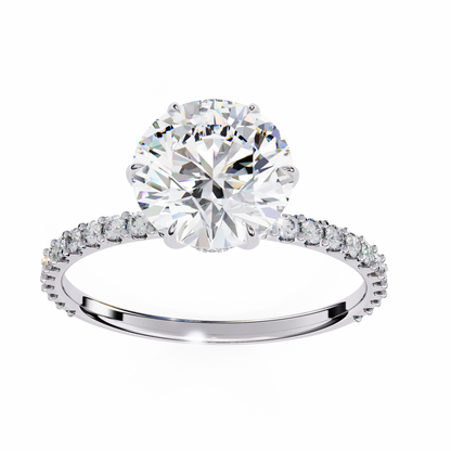 Round Solitaire Lab Diamond Band with Alternating Stones in 14K Gold