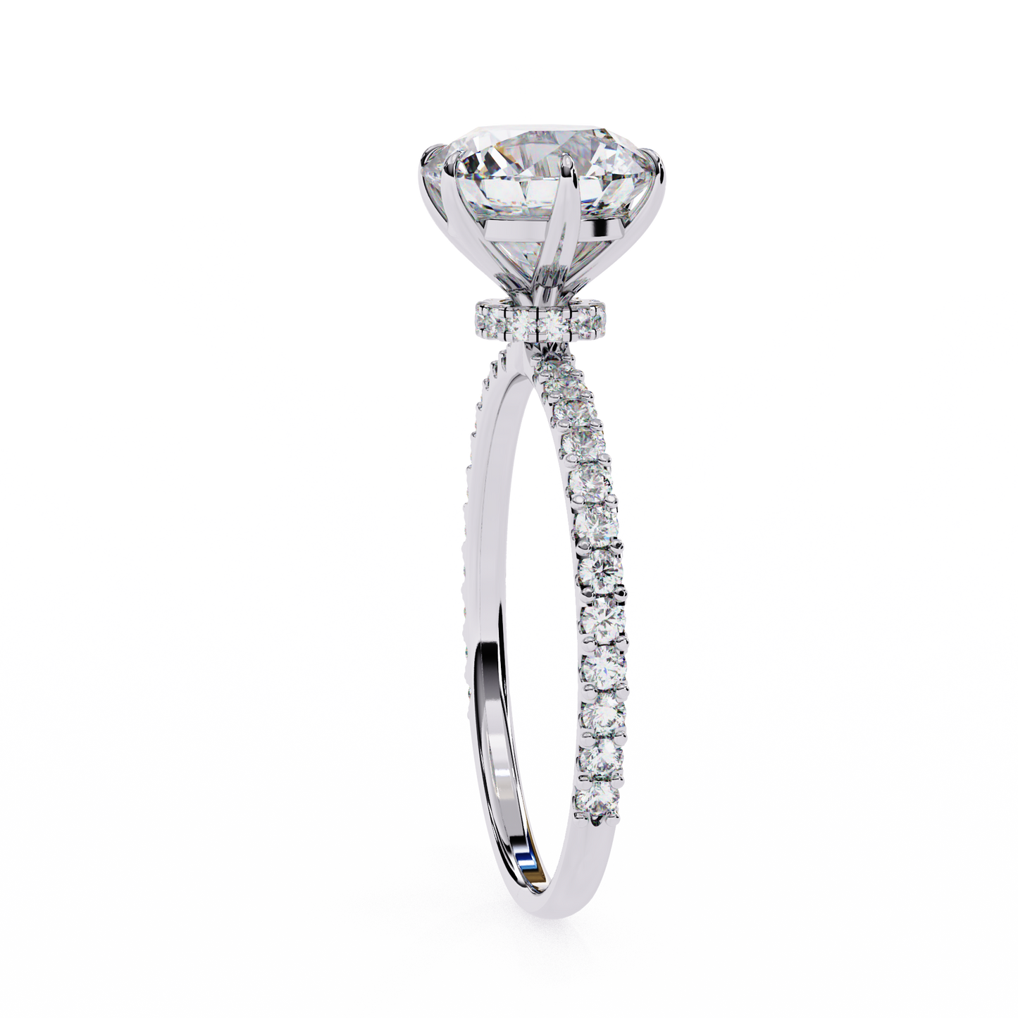 Round Solitaire Lab Diamond Band with Alternating Stones in 14K Gold
