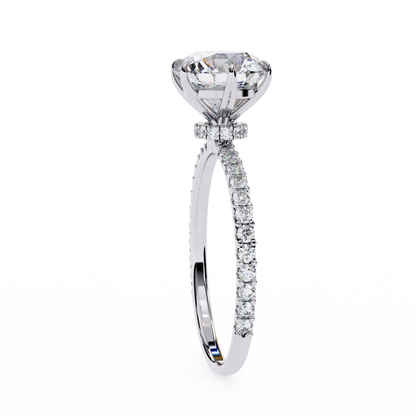 Round Solitaire Lab Diamond Band with Alternating Stones in 14K Gold