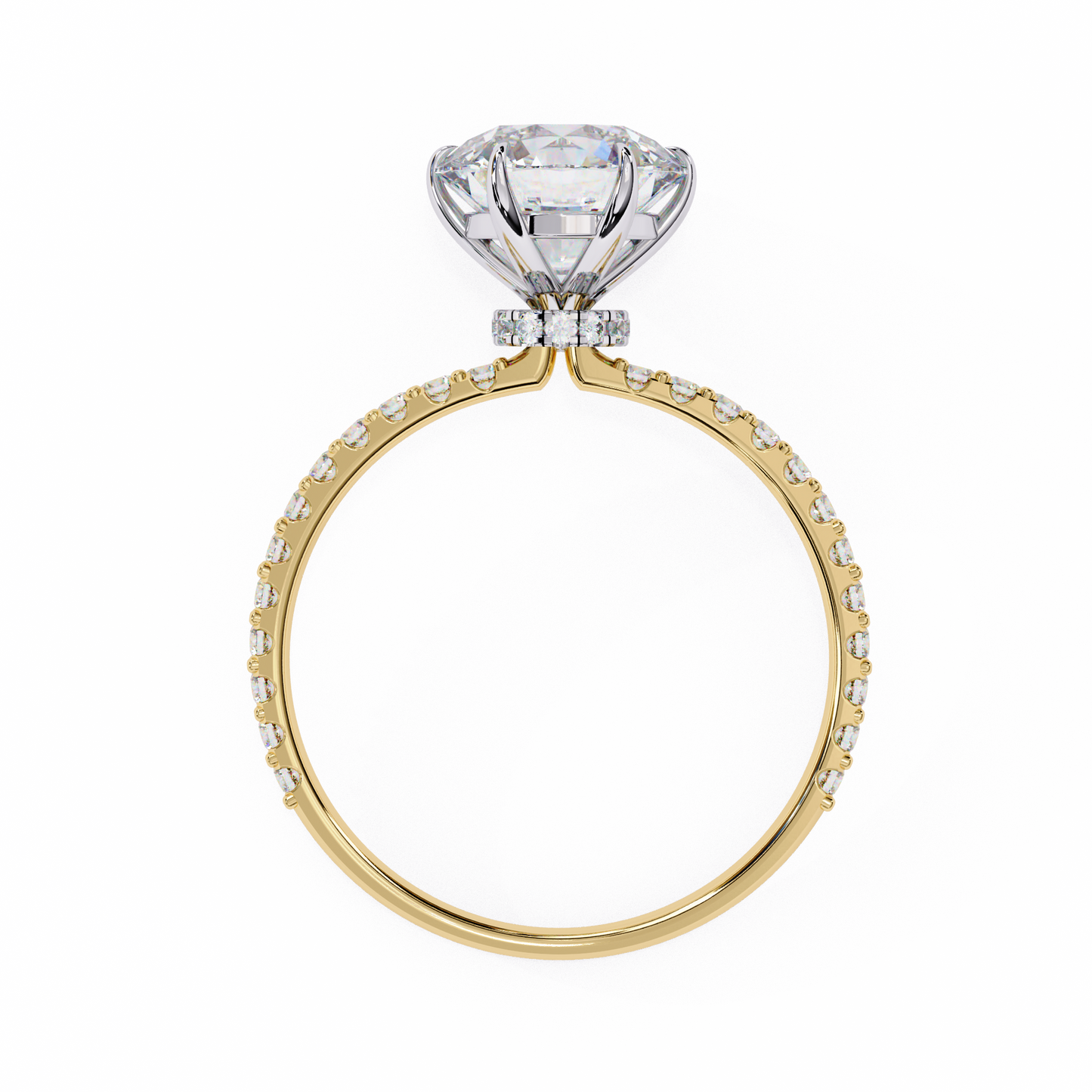 Round Solitaire Lab Diamond Band with Alternating Stones in 14K Gold