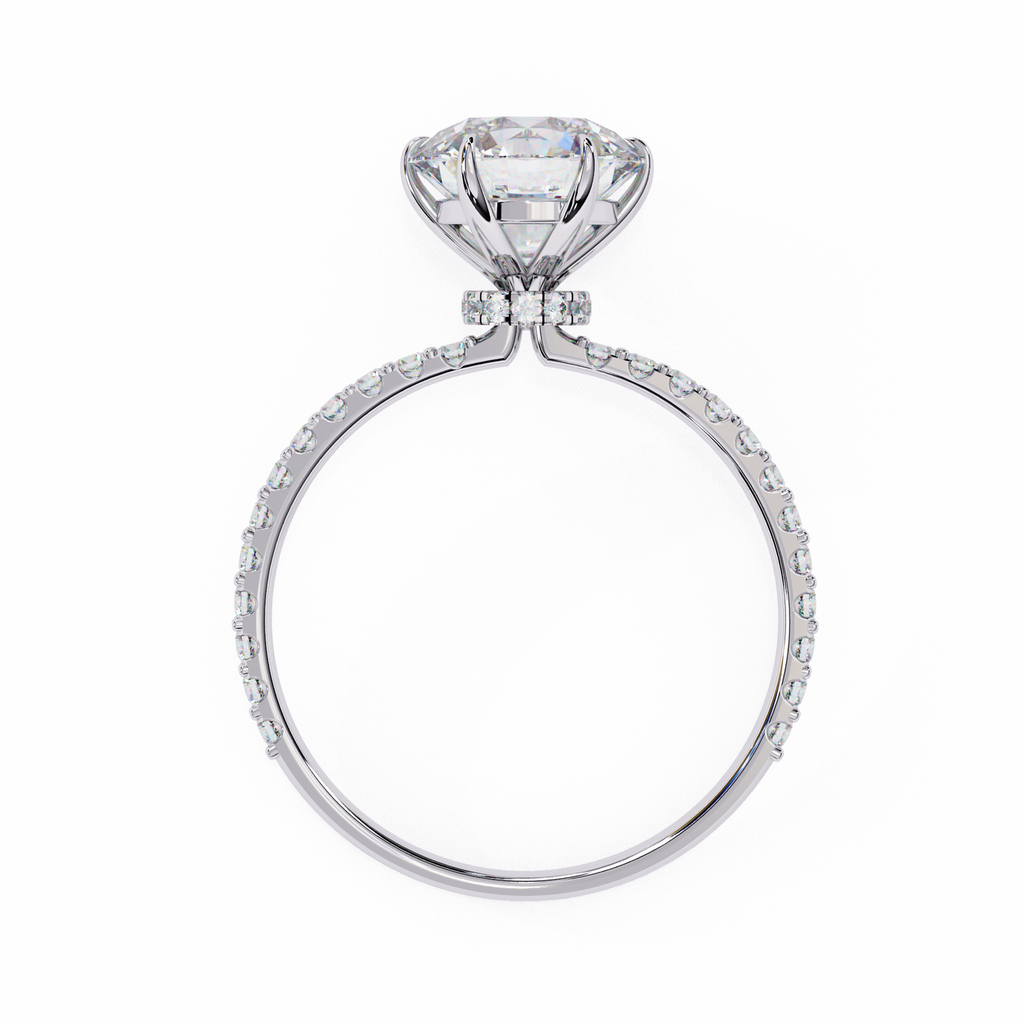 Round Solitaire Lab Diamond Band with Alternating Stones in 14K Gold