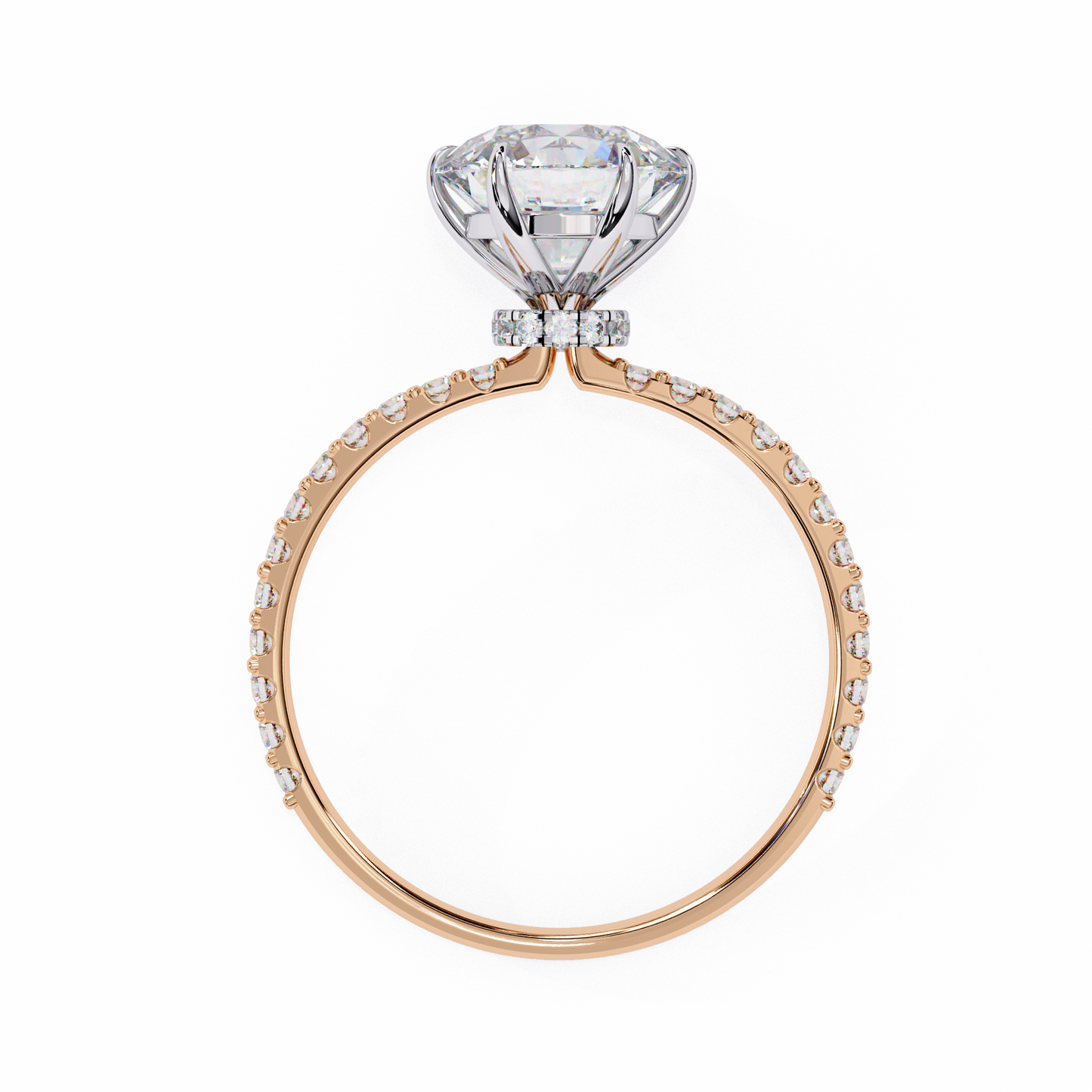Round Solitaire Lab Diamond Band with Alternating Stones in 14K Gold