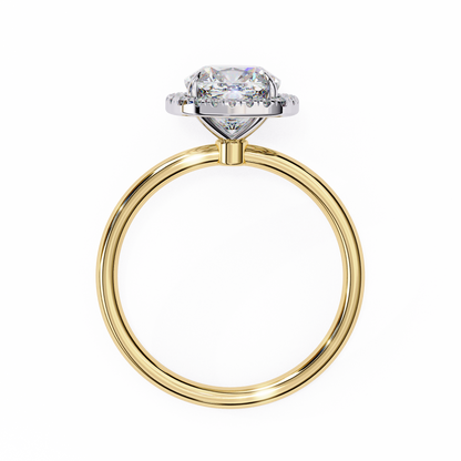 Cushion Lab Diamond Ring with Overlapping Shank in 14K Gold