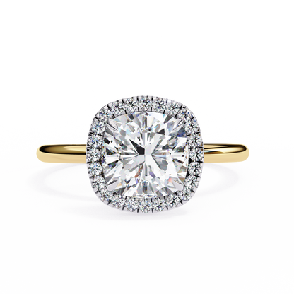 Cushion Lab Diamond Ring with Overlapping Shank in 14K Gold