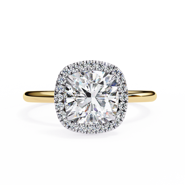 Cushion Diamond Ring with Overlapping Shank in 14K Gold