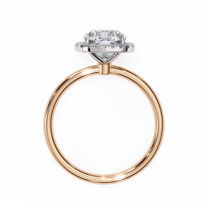 Cushion Lab Diamond Ring with Overlapping Shank in 14K Gold