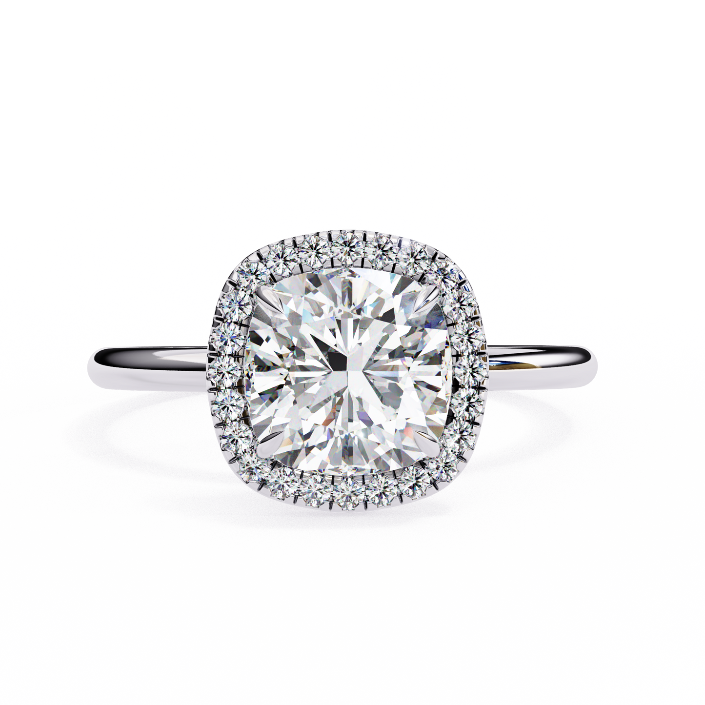 Cushion Lab Diamond Ring with Overlapping Shank in 14K Gold