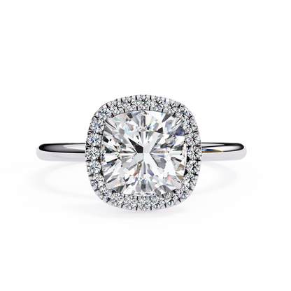 Cushion Lab Diamond Ring with Overlapping Shank in 14K Gold